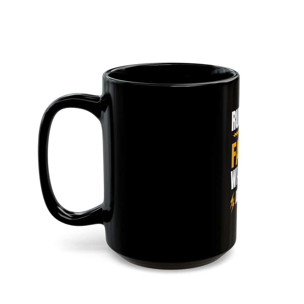 Running On Faith, Wi-Fi, And AI Black Mug