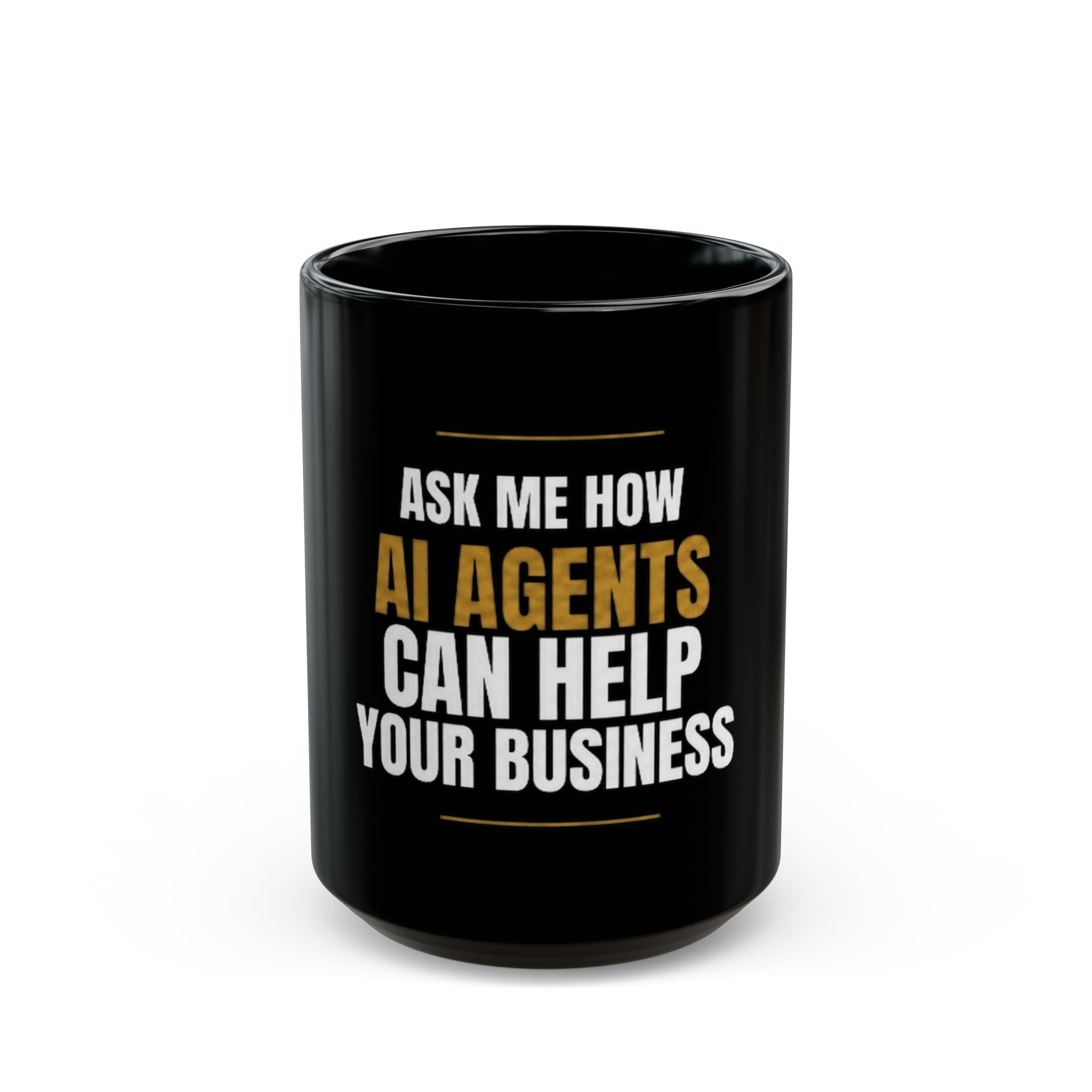 Ask Me How AI Agents Can Help Your Business Black Mug
